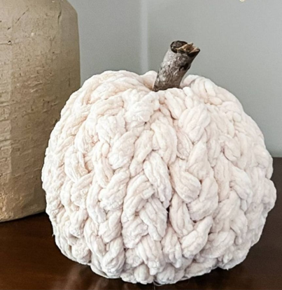 white braided yarn pumpkin