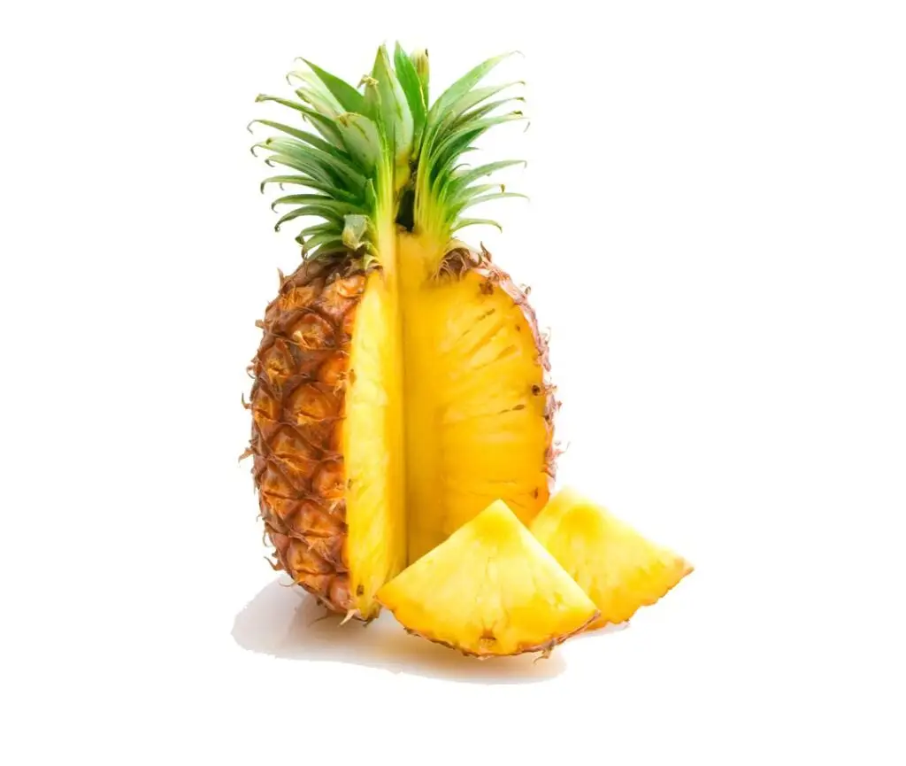 whole pineapple with 2 pieces cut out