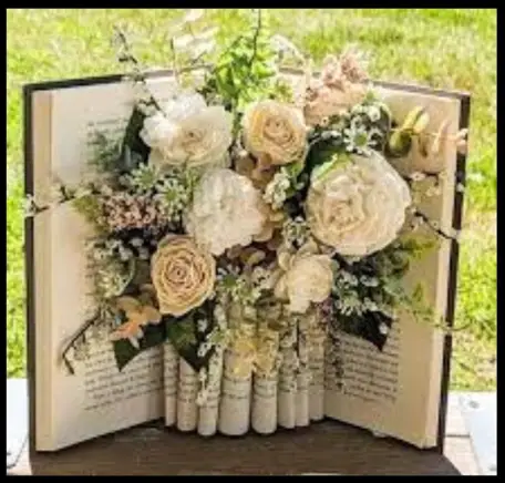 book vase made from folding pages in a book