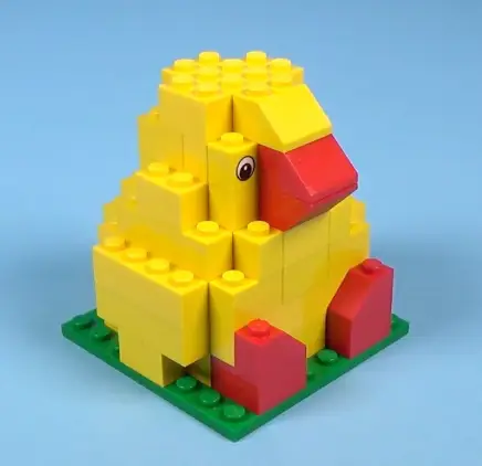 spring chick made of yellow and red LEGOs