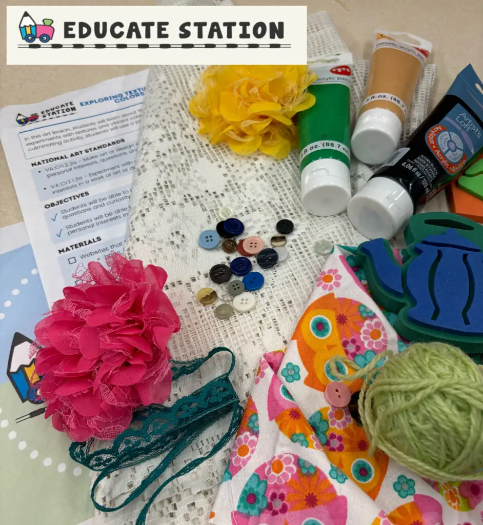 materials and directions being yuse for Educate Station program: The Art of Texture