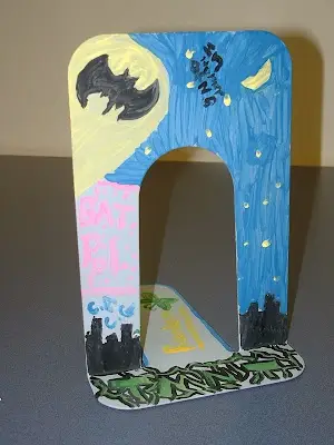bookend painted with night scene