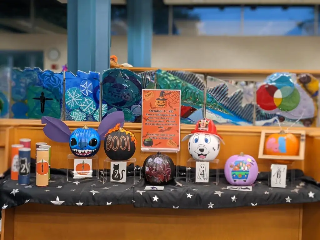 6 decorated pumpkins for raffle