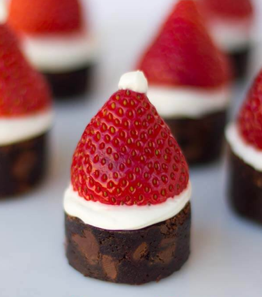 Strawberry and chocoalte santa hat snack